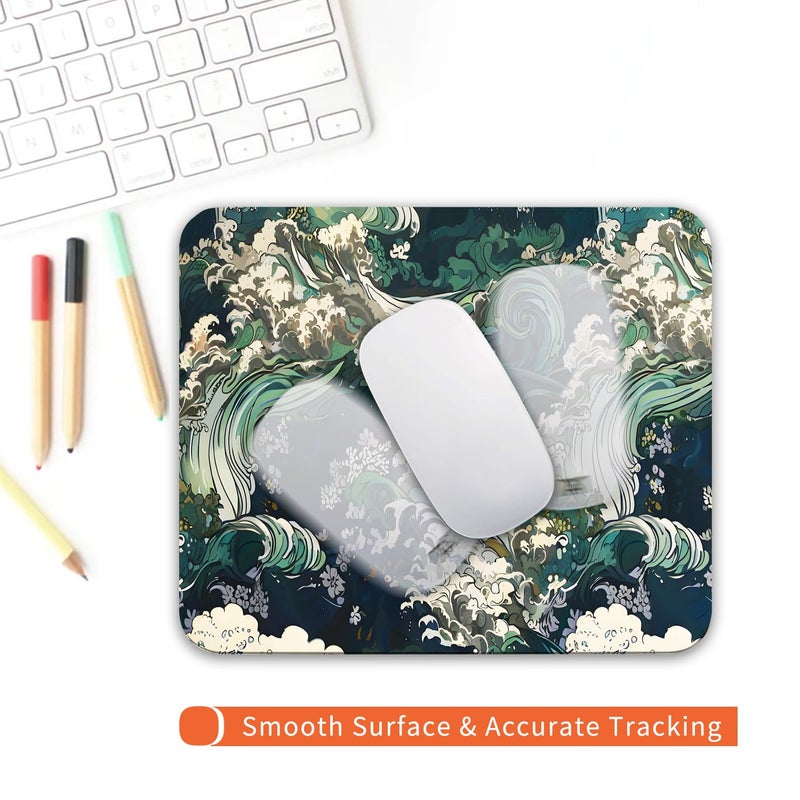 Armanza Square Mouse Pad Japanese Art,Personalized Premium-Textured Custom Mouse Mat Design,Washable Mousepad Lycra Cloth,Non-Slip Rubber Base Computer Mouse Pads for Wireless Mouse - Image 4
